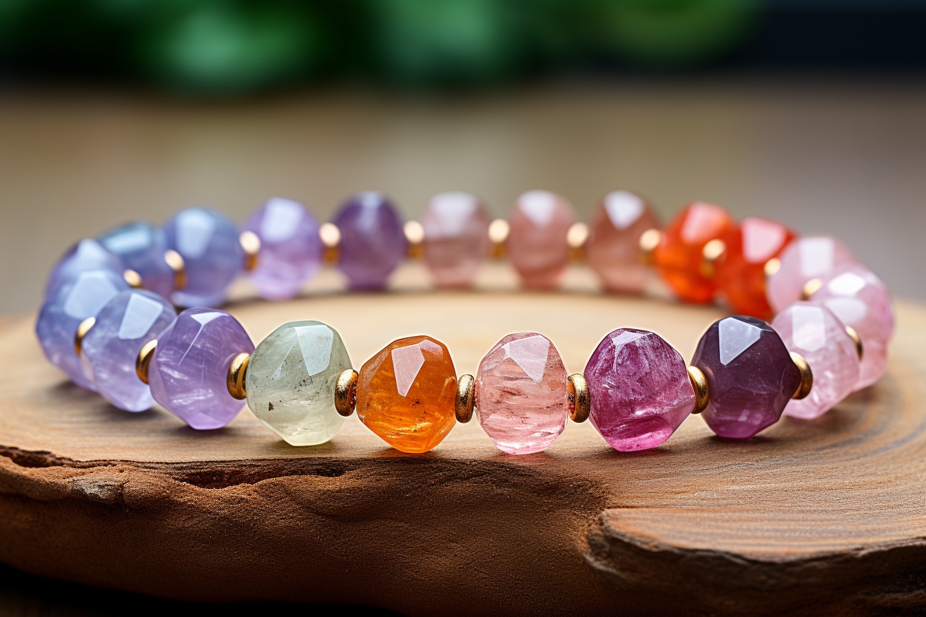 bracelet 7 chakras : photo d'un bracelet coloré représentant les sept chakras