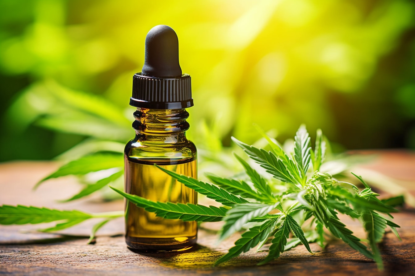 CBD premium : flacon de CBD premium avec chanvre de qualité