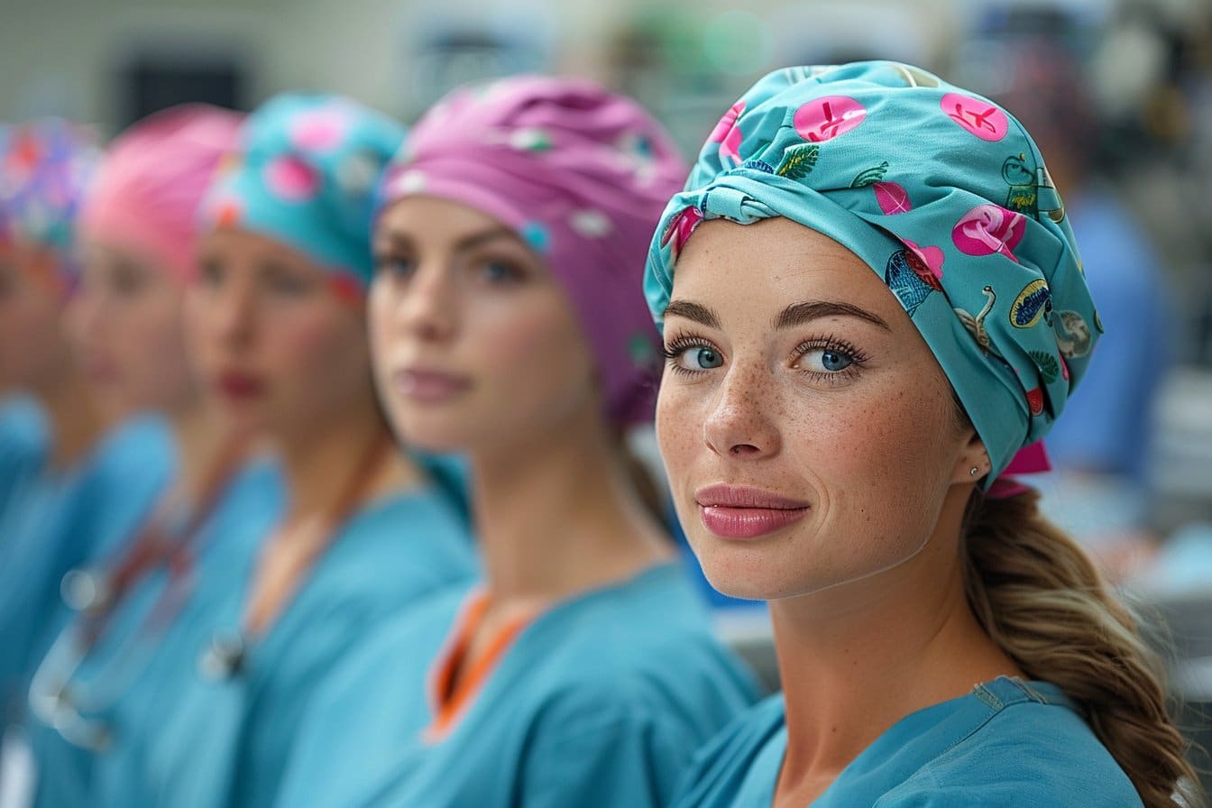 calots en tissu réutilisables : professionnel de santé portant un calot en tissu dans un environnement médical
