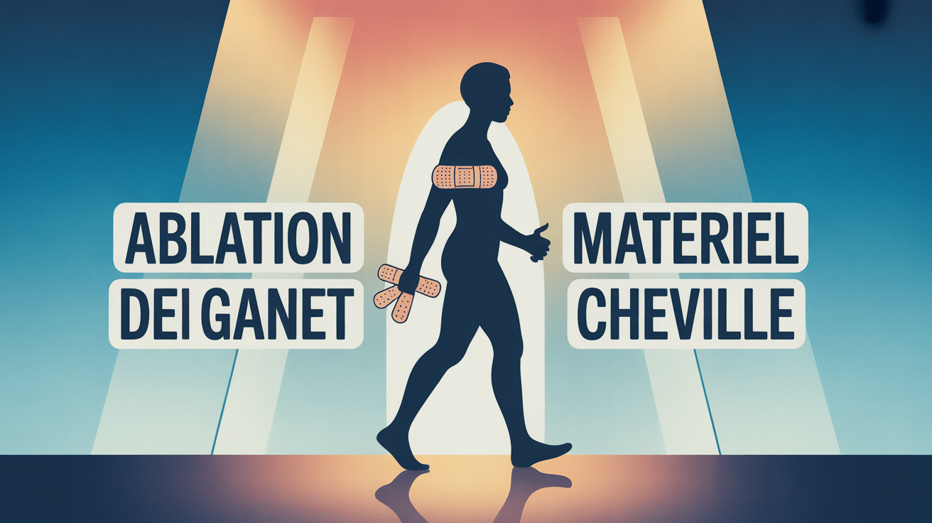 Ablation materiel cheville silhouette marche bequilles bandage