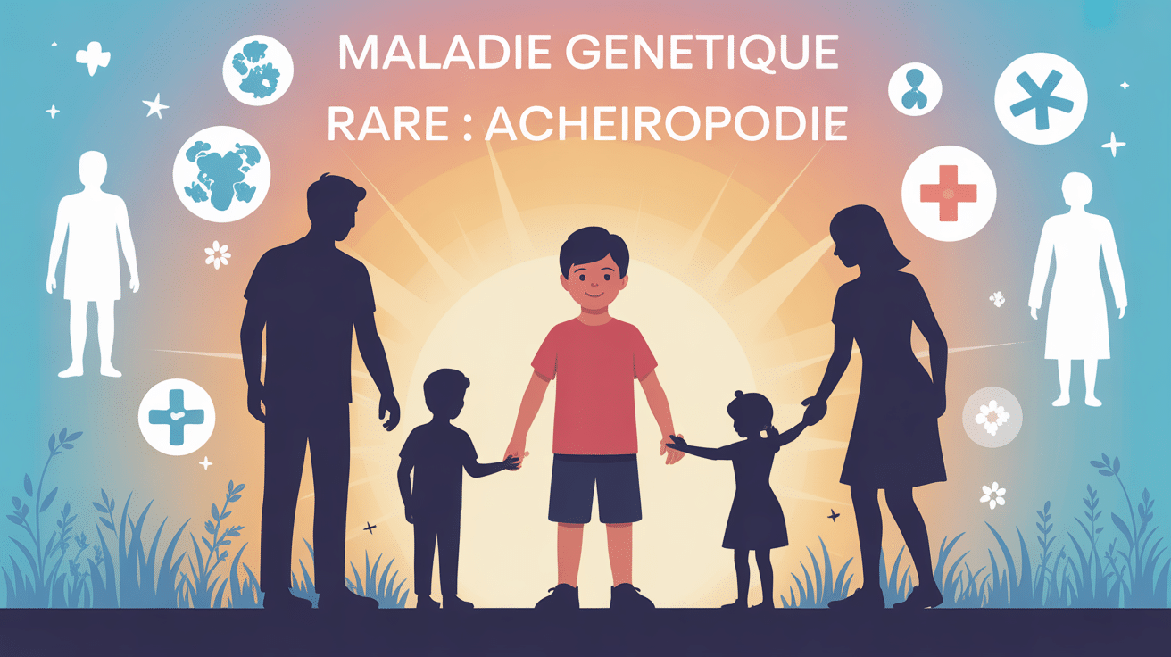 Illustration acheiropodie maladie genetique rare enfant famille
