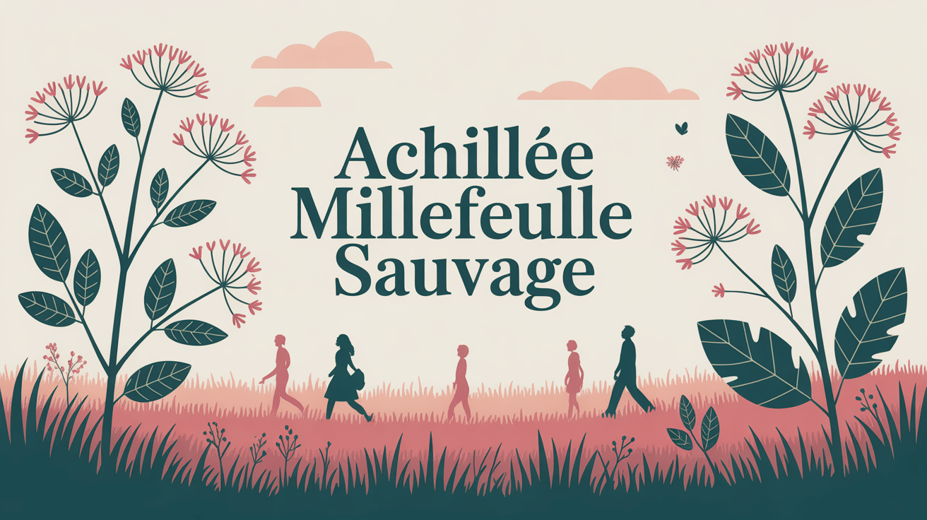 Illustration prairie achillée millefeuille sauvage été