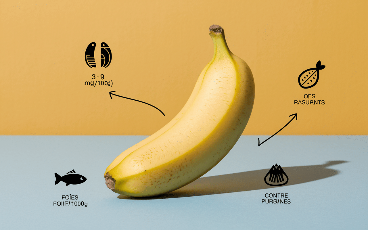 Petite banane avec purines faibles contre aliments riches