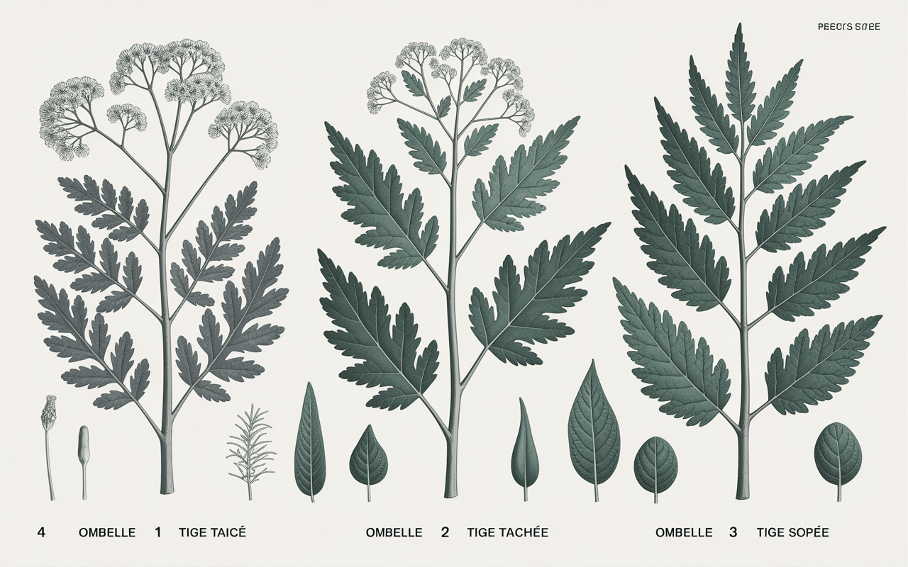 Tableau comparatif achillée millefeuille plantes toxiques