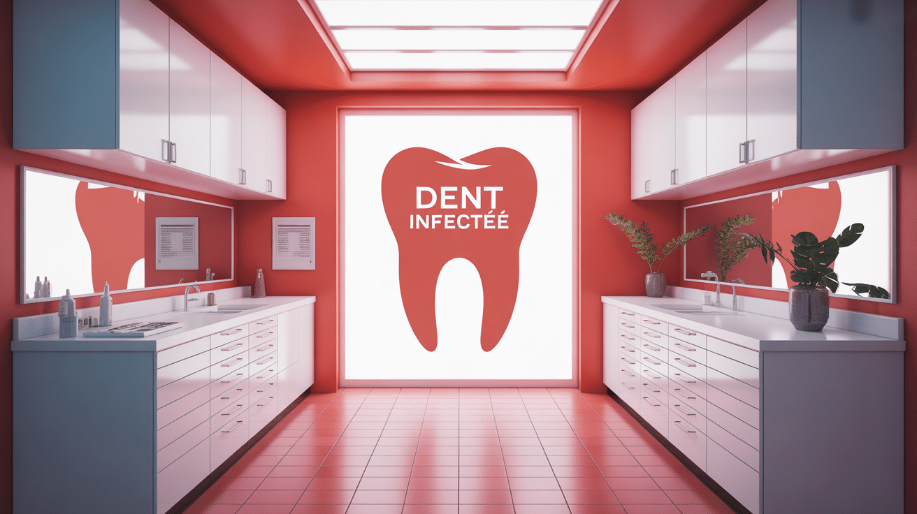 Vue cabinet dentaire moderne dent infectee