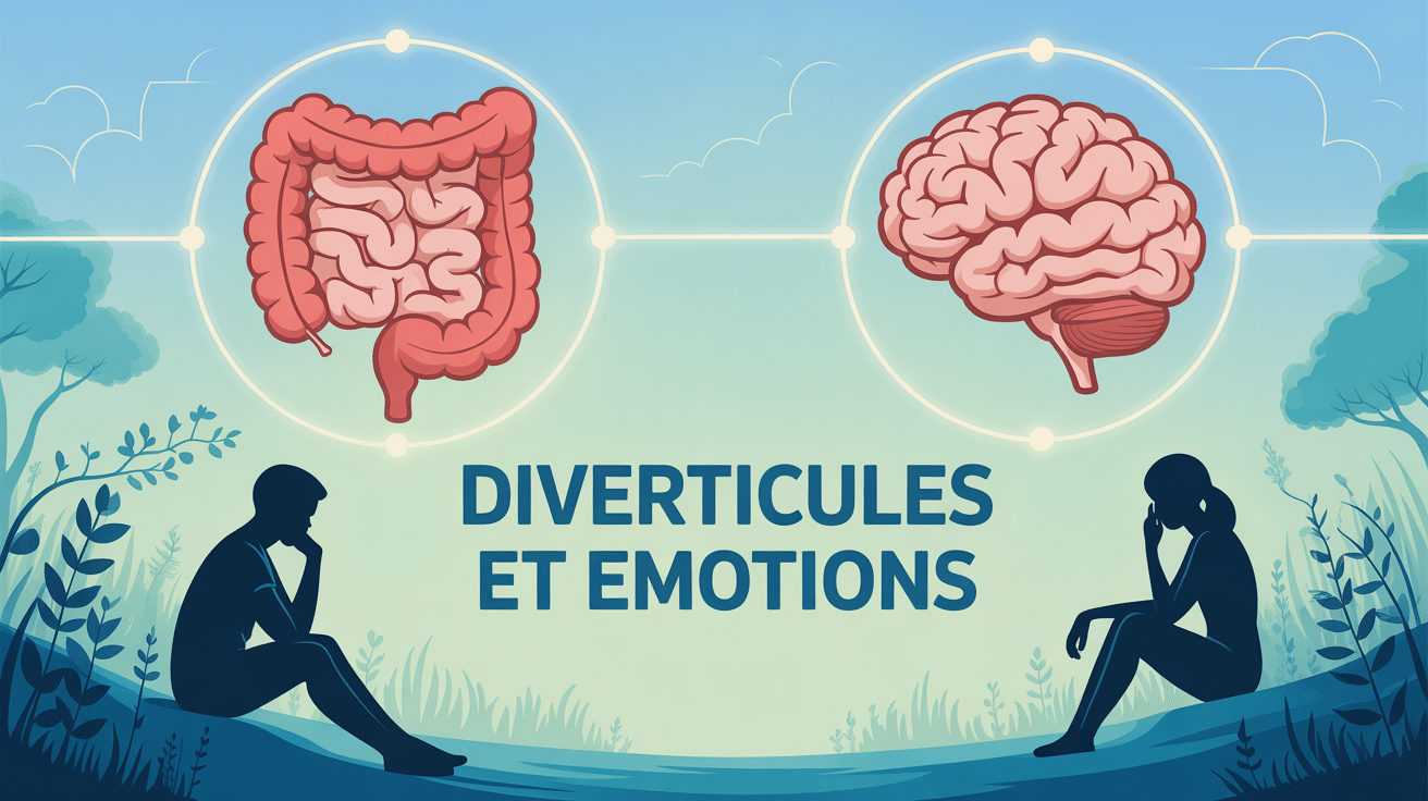 Image stylisee intestin cerveau relie, diverticules et emotions
