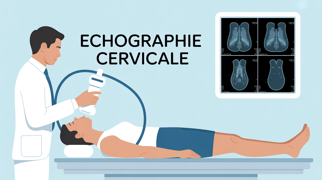 Patient allongé échographie cervicale cou