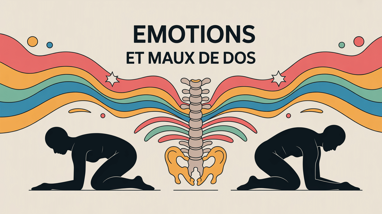 illustration stylisee des emotions et maux de dos colonne vertebrale