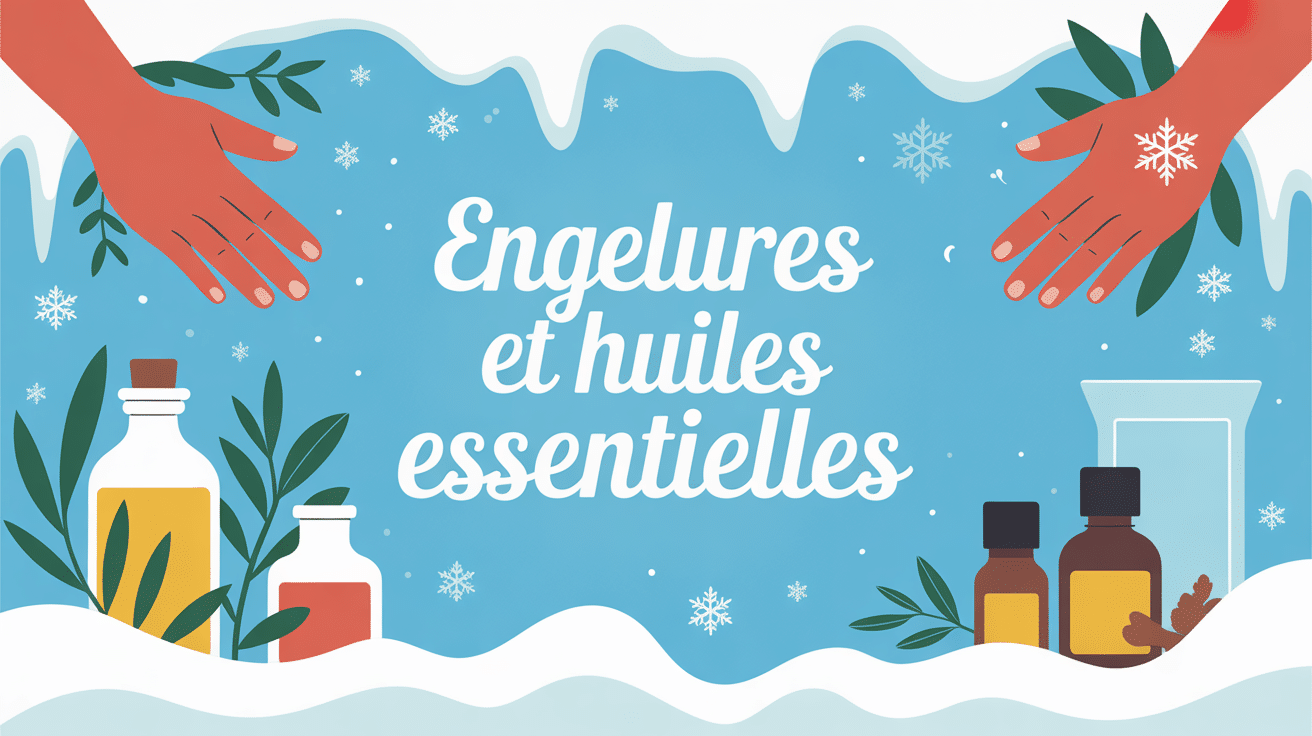 mains rouges hiver huiles essentielles flacon neige