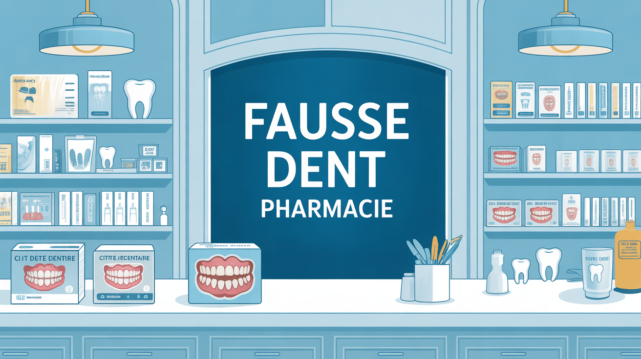 kits fausse dent pharmacie exposés sur comptoir