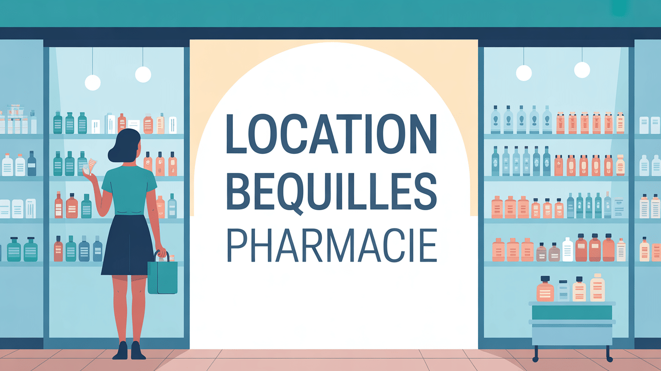 Silhouette devant pharmacie avec bequilles en main