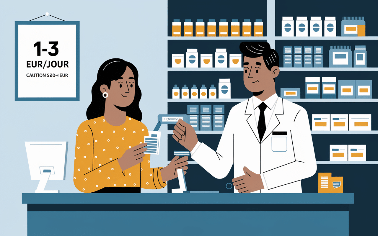Pharmacien remet bequilles client prix caution affiches