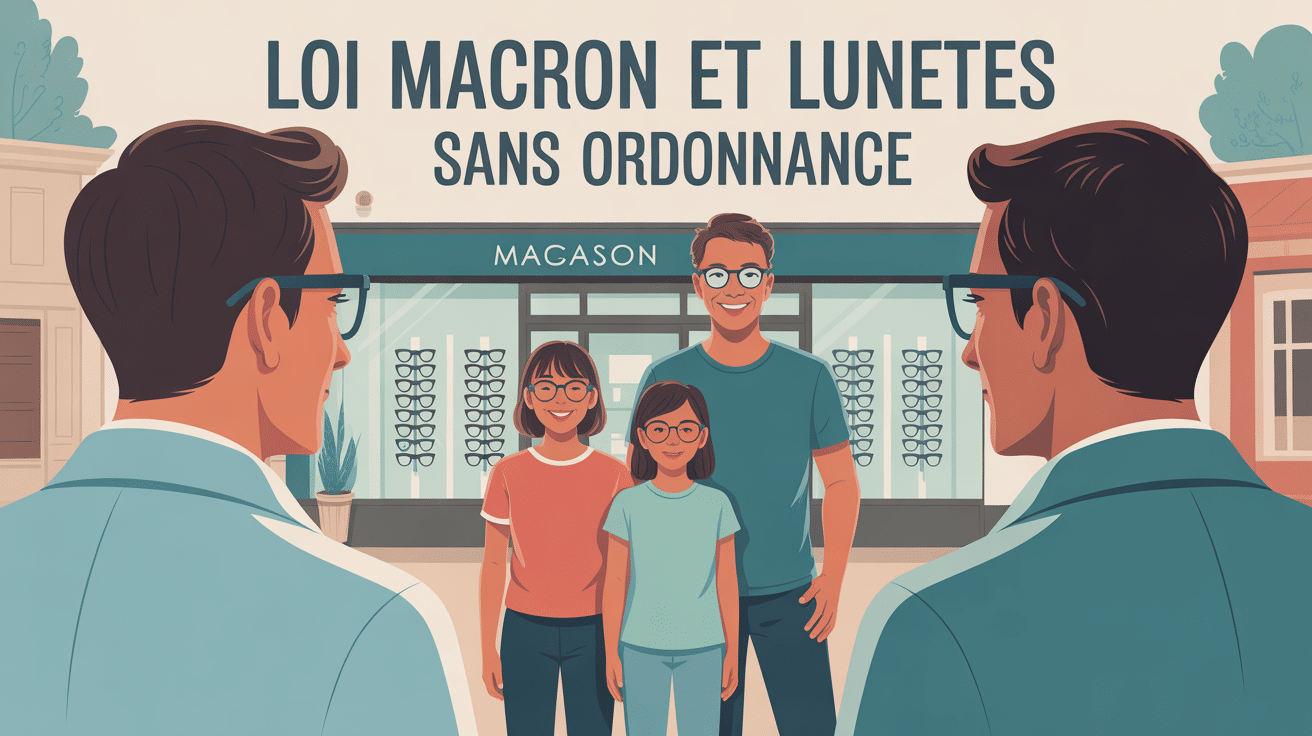 opticien loi macron lunettes sans ordonnance famille devant magasin