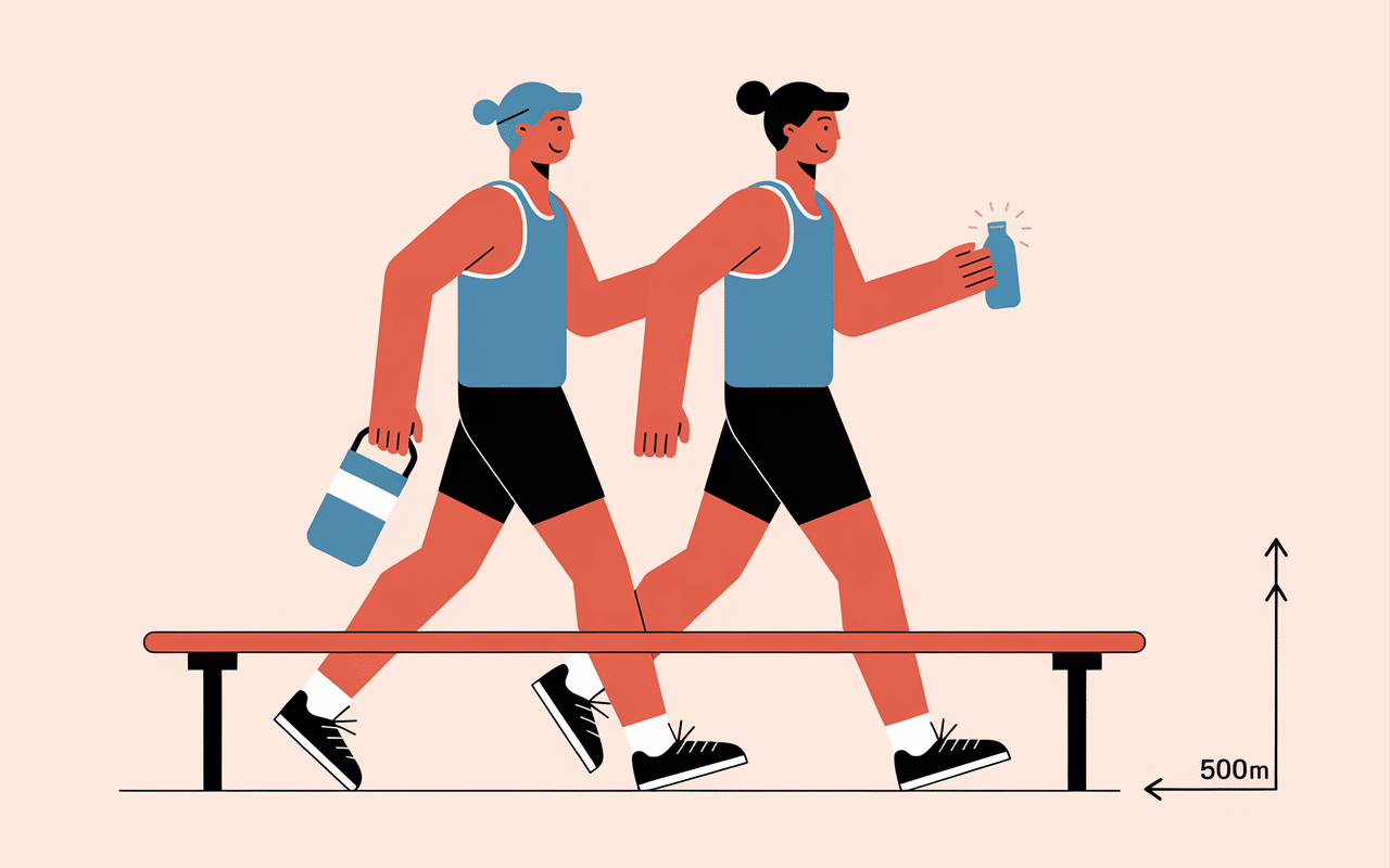 marche sécurisée avec sonde JJ et pause hydratation