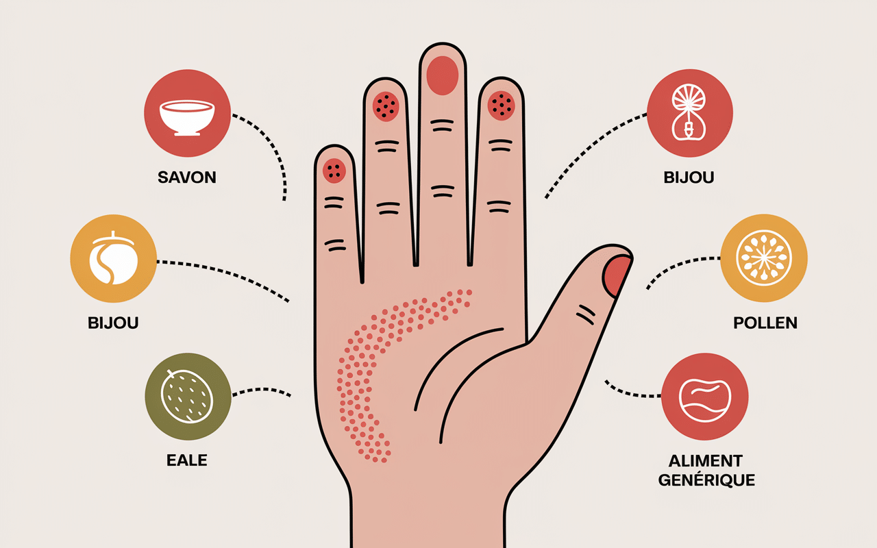 main droite qui gratte rougeurs allergenes