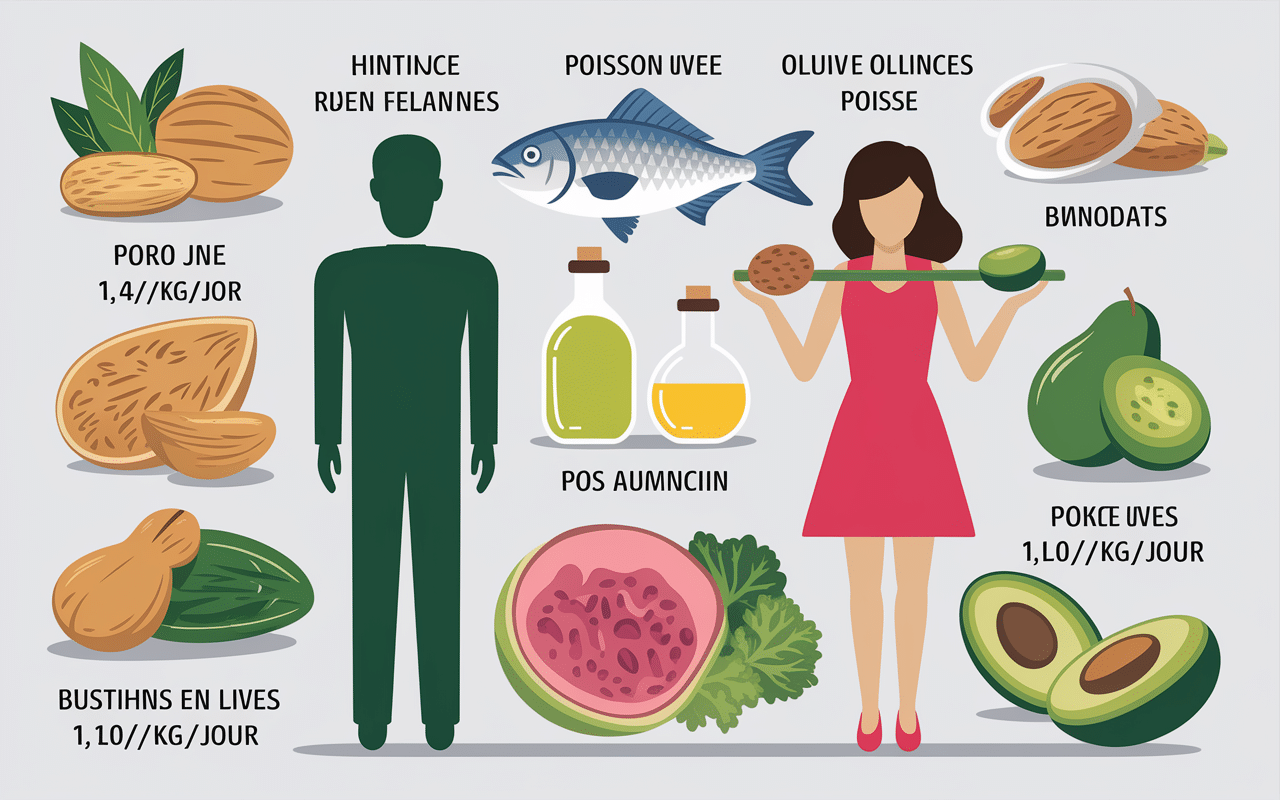 Infographie repères lipides musculation quantités sources