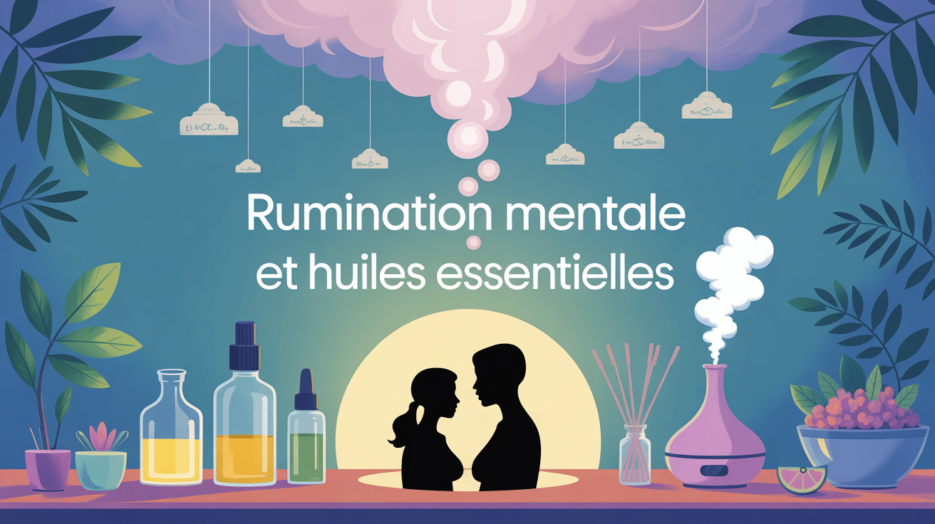 scene huiles essentielles rumination mentale illustration moderne