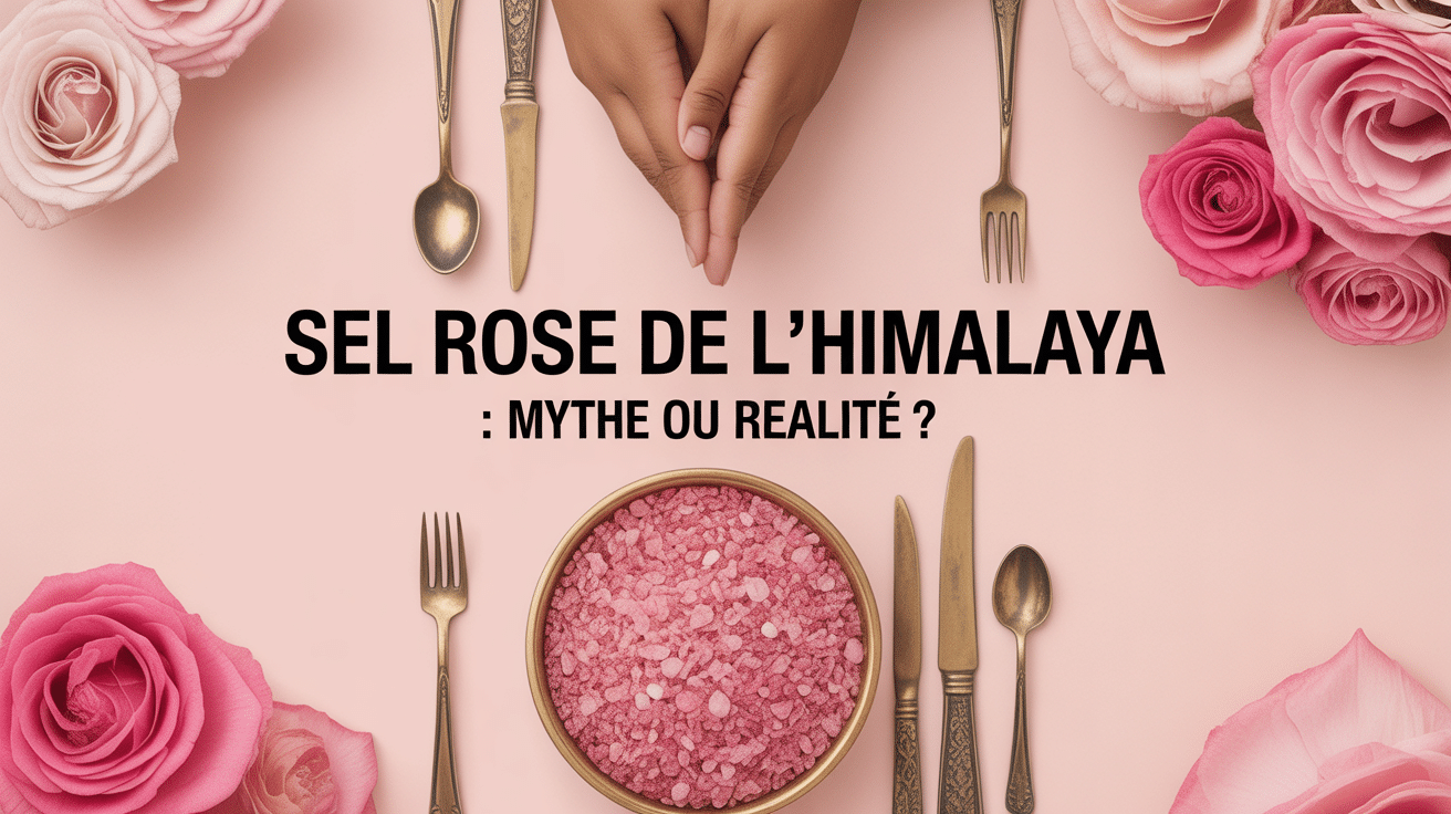 Sel rose de l'Himalaya sur table familiale, visuel mythe ou realite