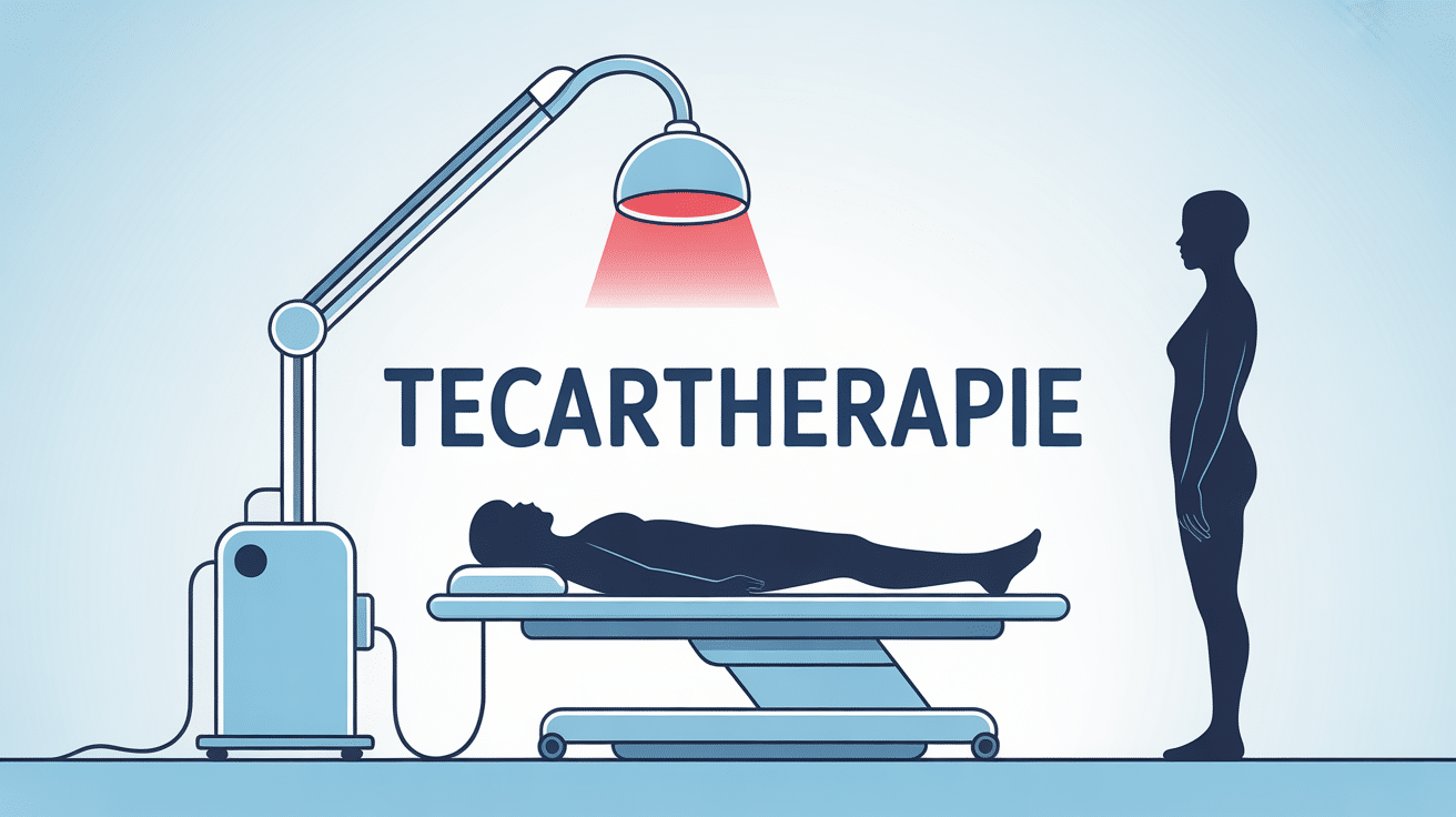 Table consultation avec appareil tecarthérapie en action