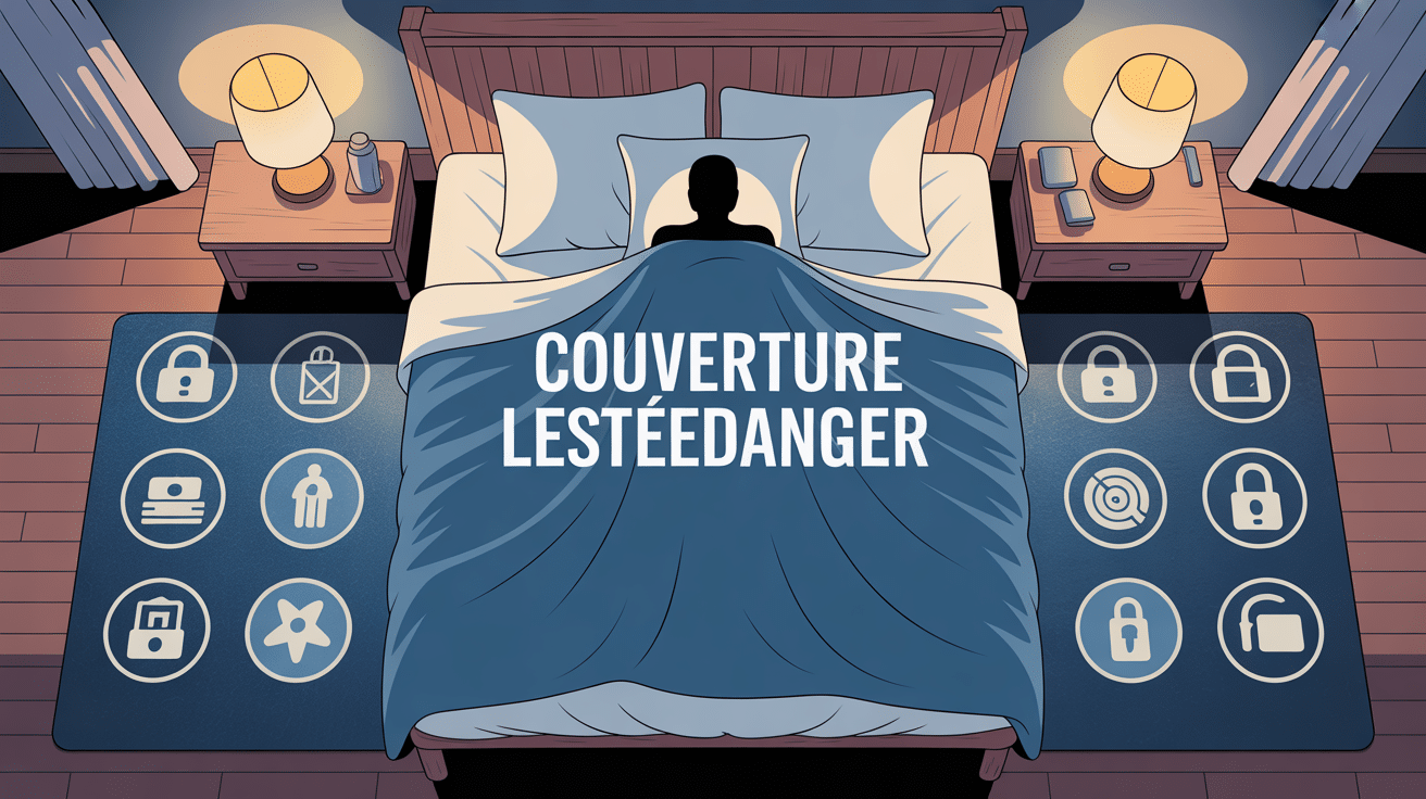 personne sous couverture lesteedanger lit vue dessus icons securite