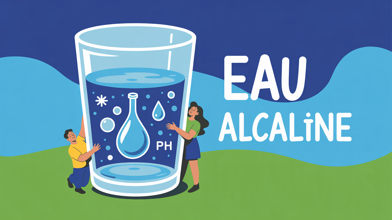 eau alcaline pH famille verre illustration