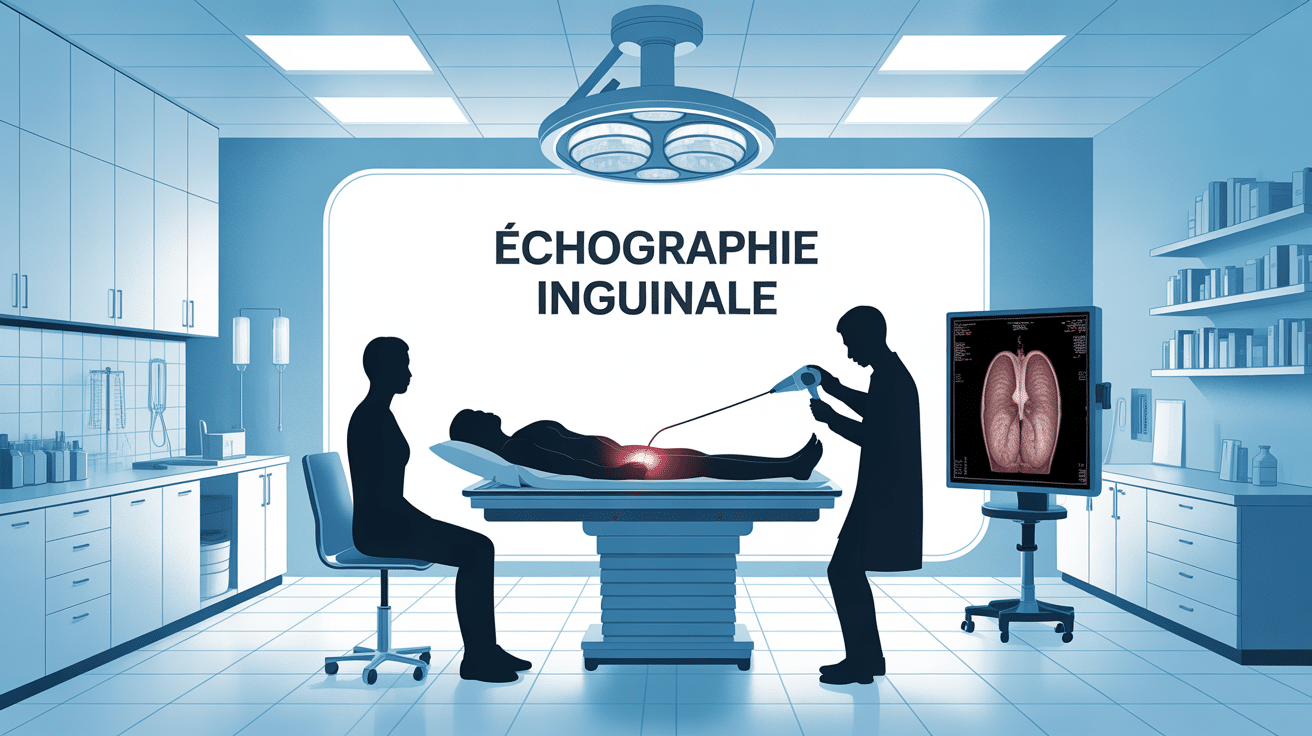 Salle examen échographie inguinale médecin patient