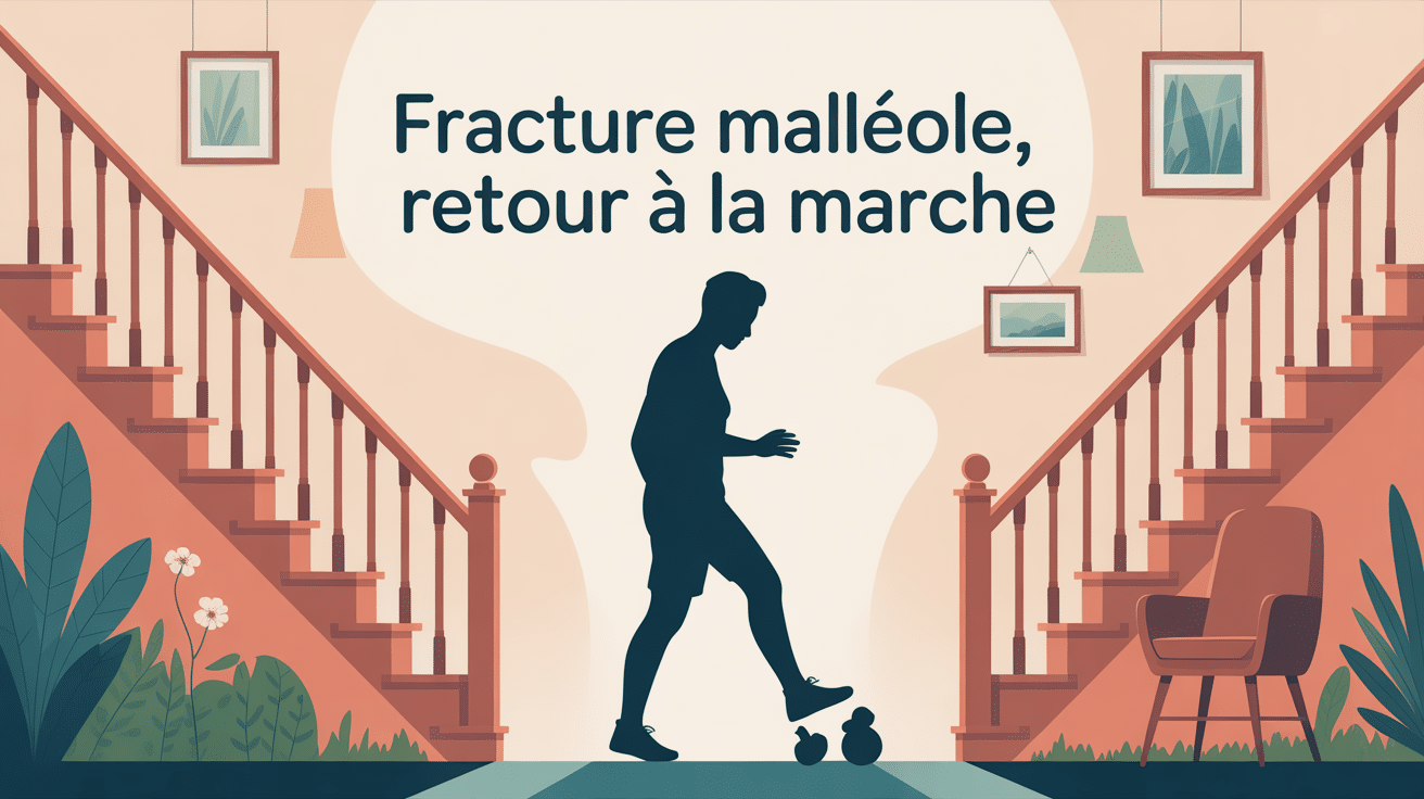 personne retour marche fracture malléole béquilles