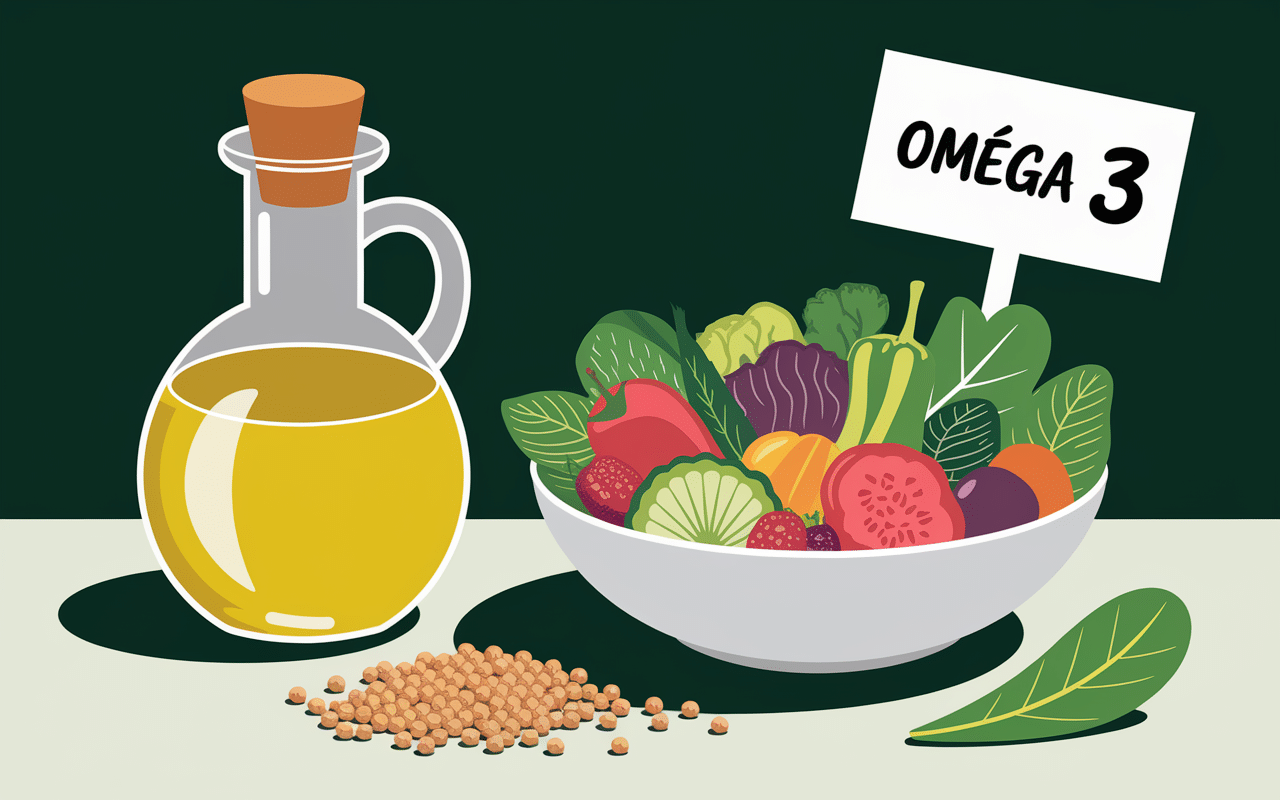 huile de cameline omega 3 sur legumes frais