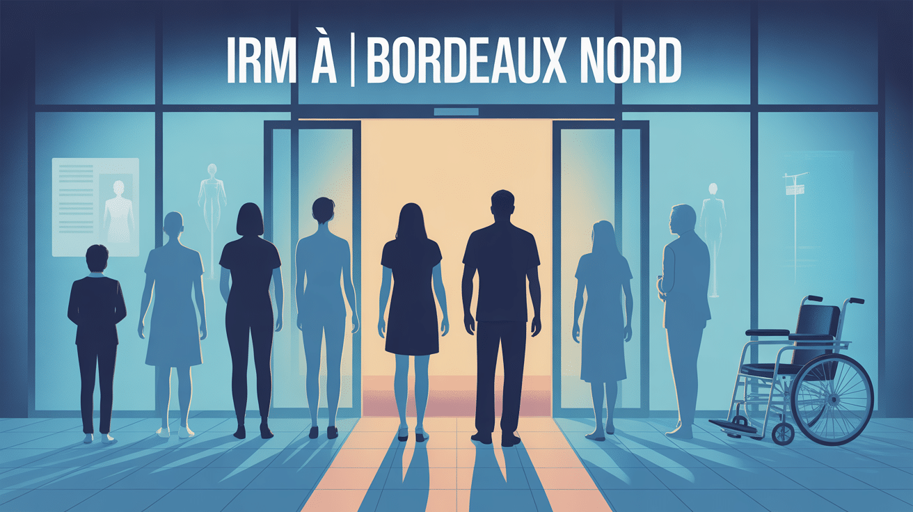 Centre IRM Bordeaux Nord moderne avec patients et fauteuil roulant