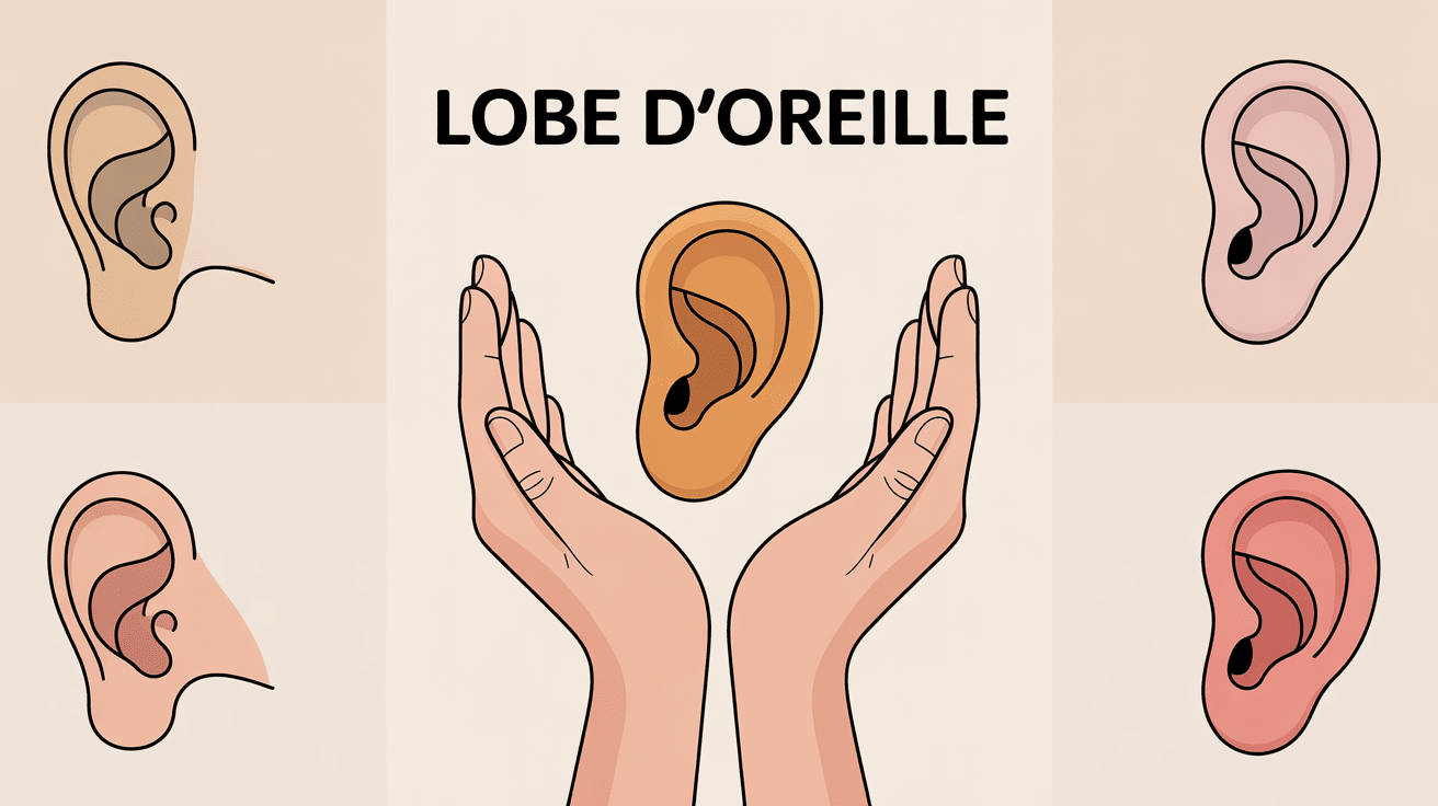 différentes formes de lobe d'oreille et réparation esthétique