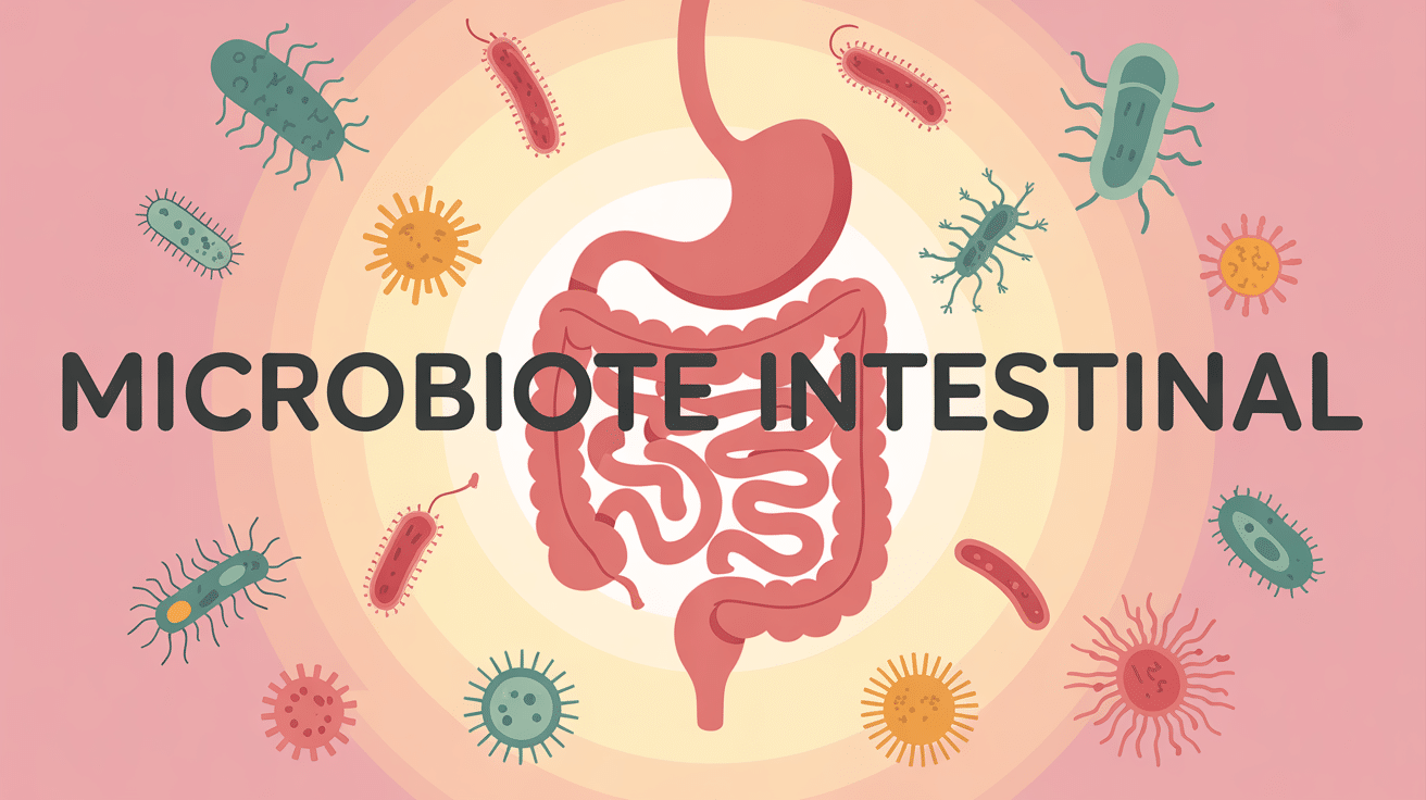 Microbiote intestinal stylisé, bactéries bienveillantes