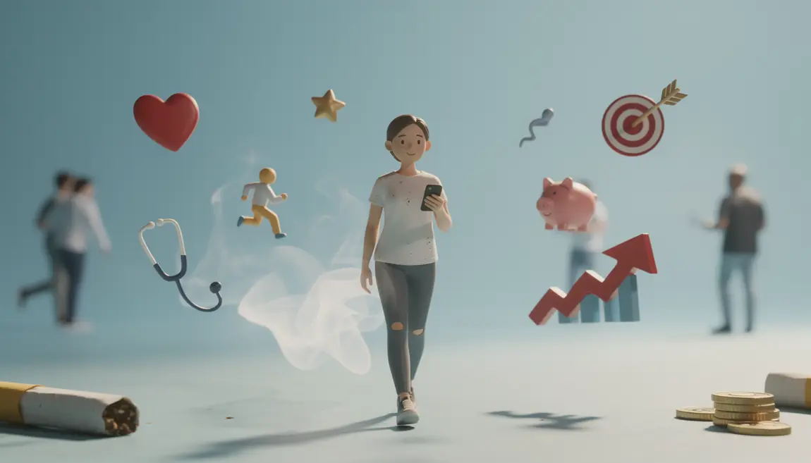 Illustration application arrêt tabac bienfaits motivation santé