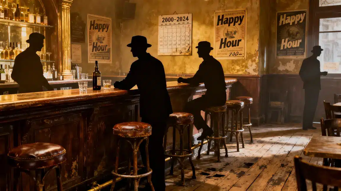scène rétro bar happy hours France