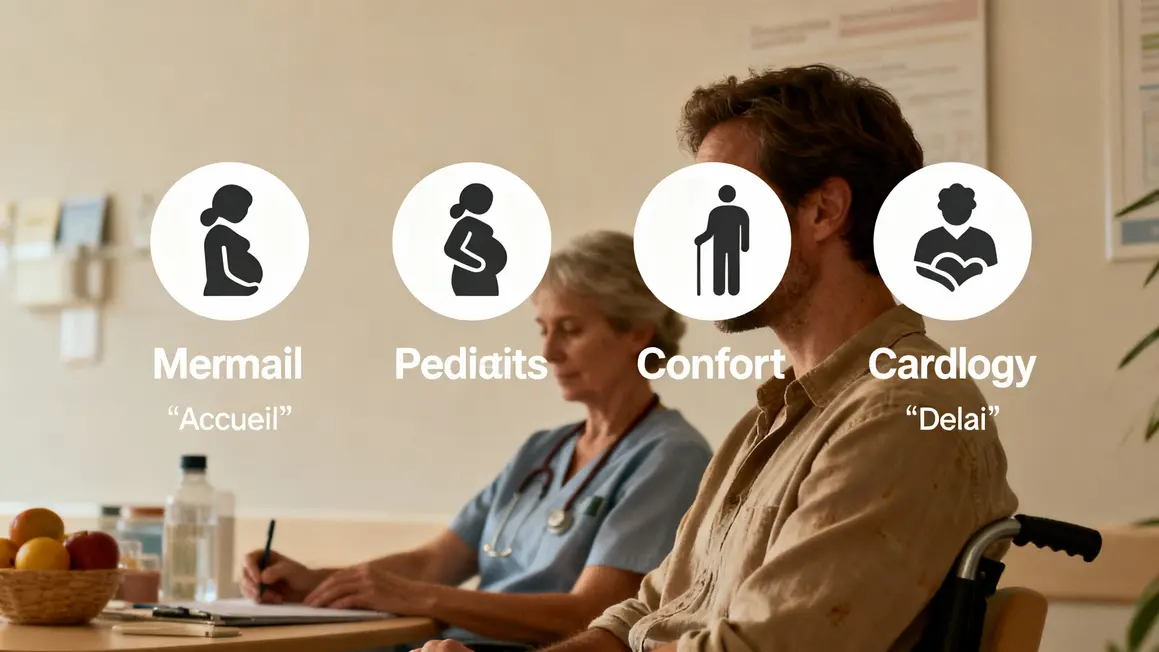Icônes services santé critères maternité et cardiologie