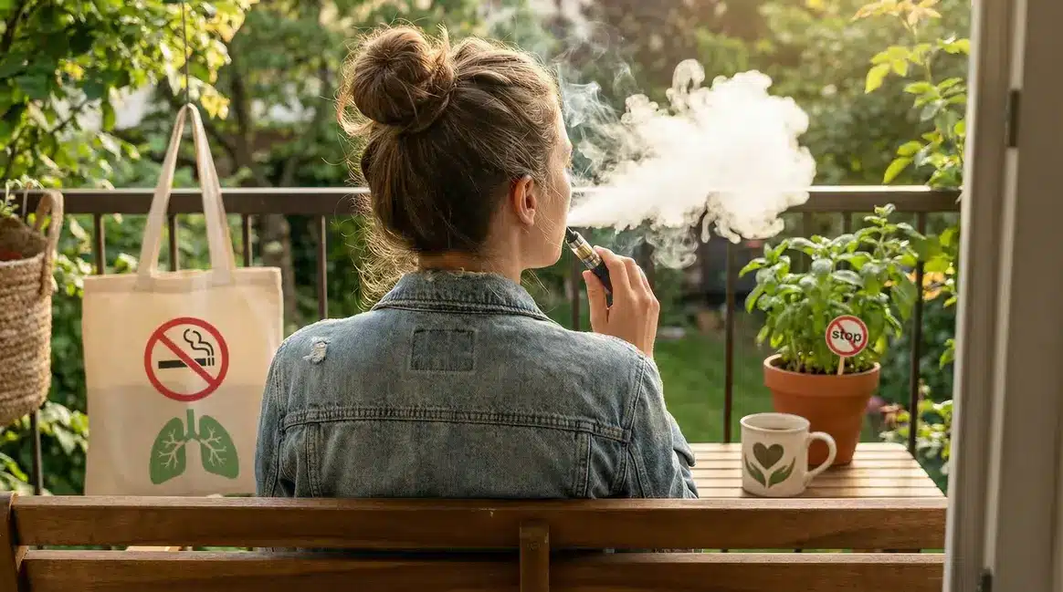 Personne vapotant pour sevrage tabagique et bien etre