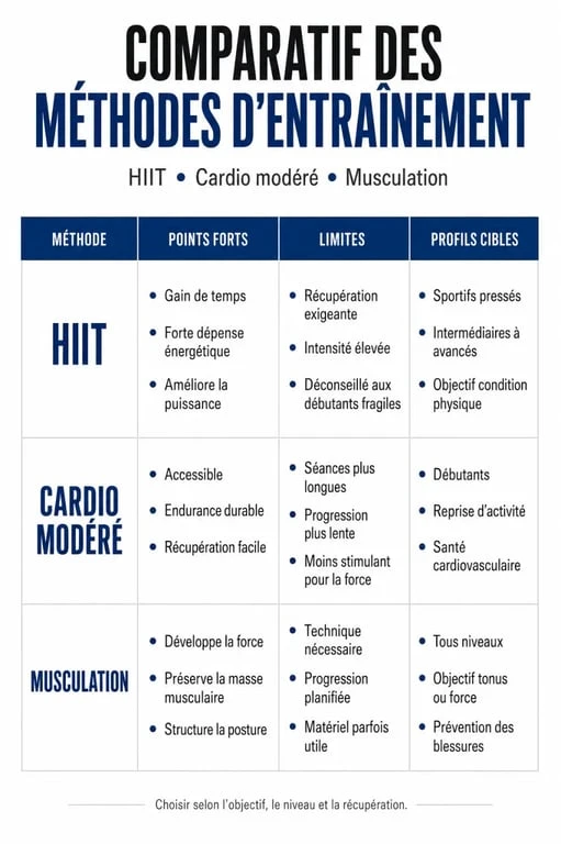 Comparatif des méthodes d'entraînement pour la perte de poids : HIIT, cardio et musculation