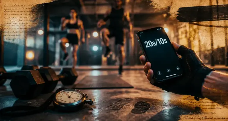 HIIT perte de poids : tapis, chronomètre et haltères